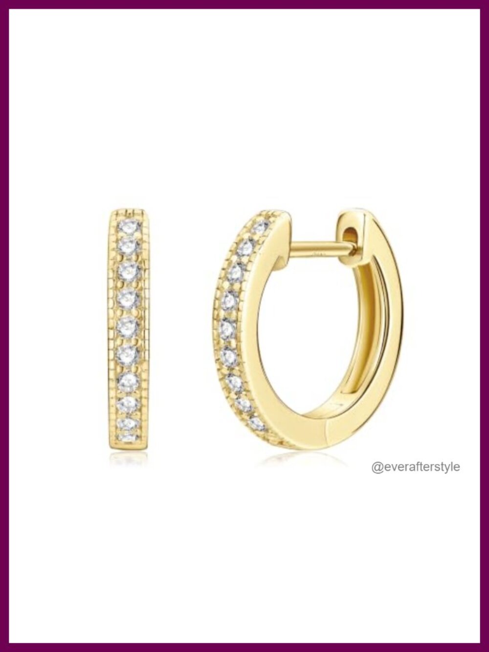 14K Gold Plated Moissanite Small Half Hoop Earrings for Women 0.2 cttw